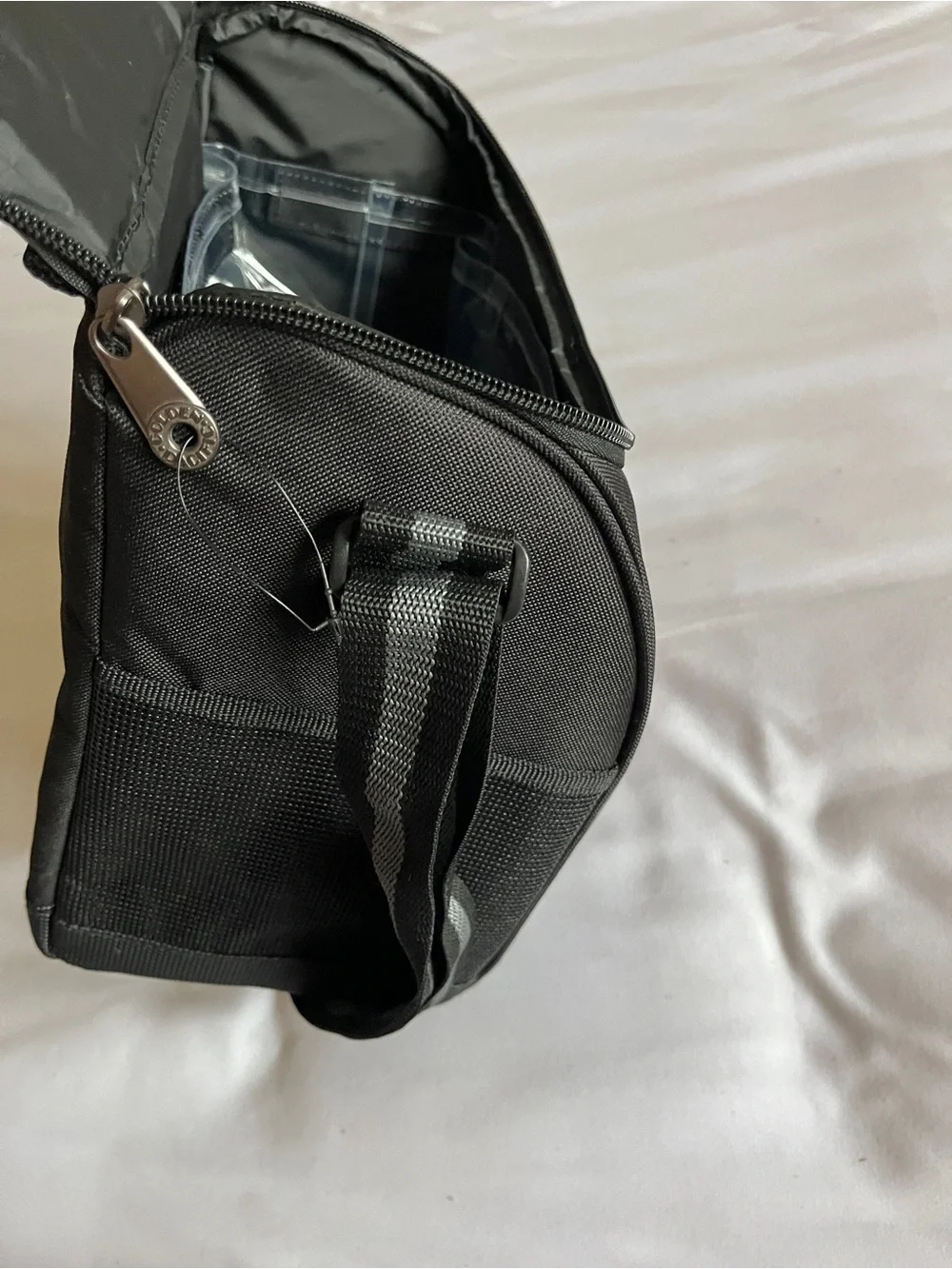 Dish Network Black Gray Insulated Lunch Bag Cooler Adjustable Strap Pockets